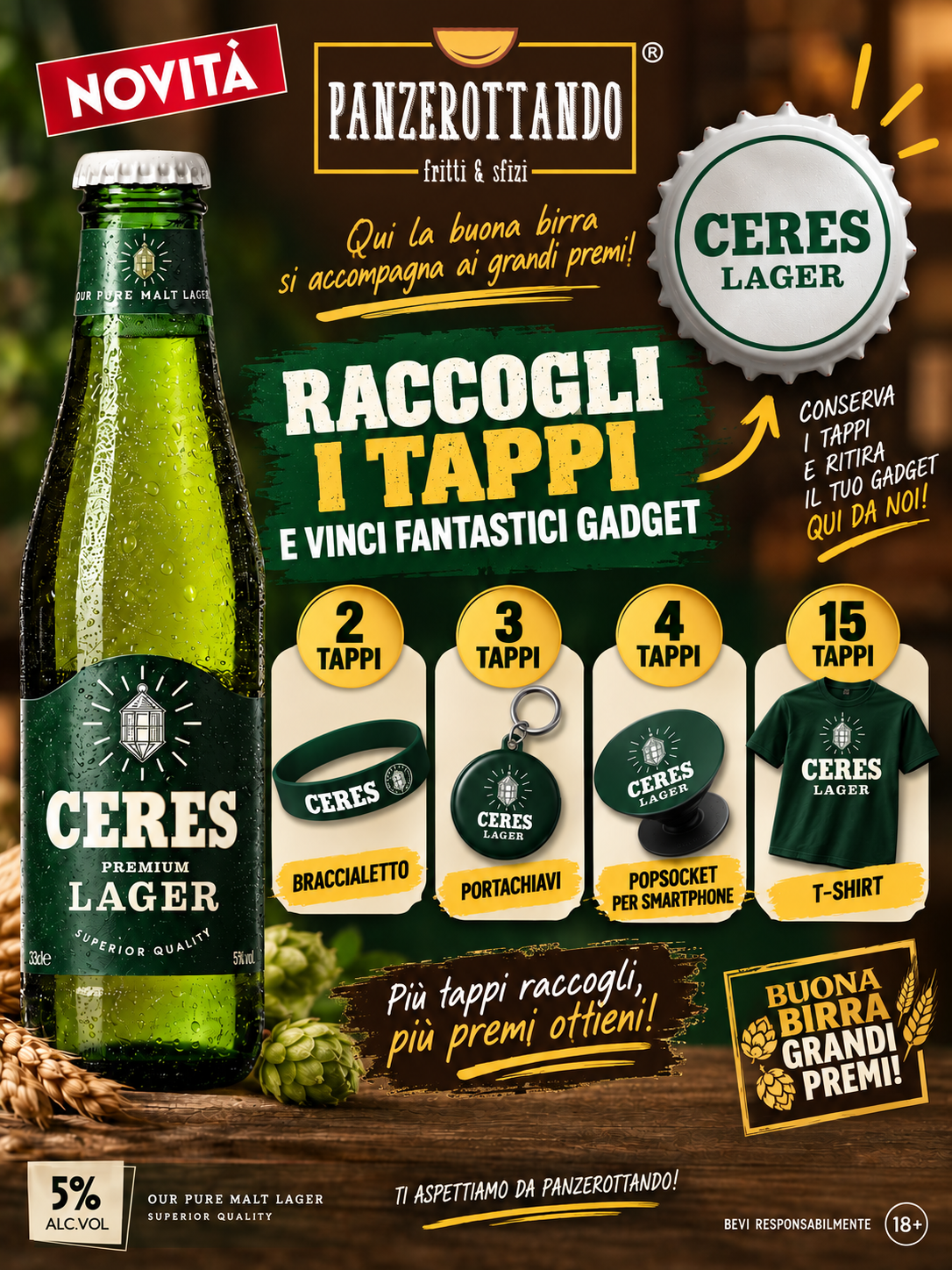 Promozione Ceres: raccogli i tappi e vinci gadget