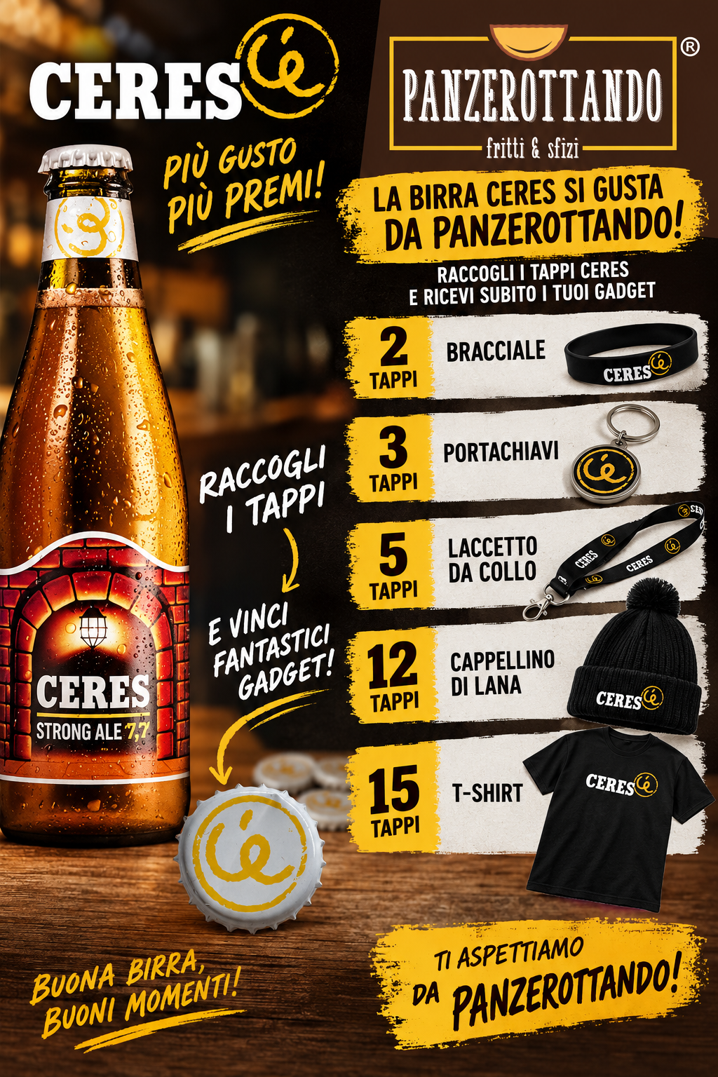 Promozione Ceres Strong Ale: raccogli i tappi e ricevi gadget